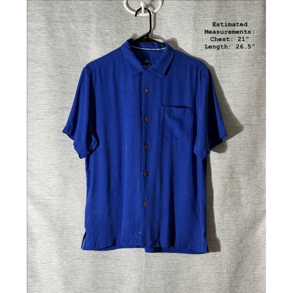 Tommy Bahama Other - Tommy Bahama Mens 100% Silk Hawaiian Camp Shirt Vibrant Blue Short Sleeve MEDIUM